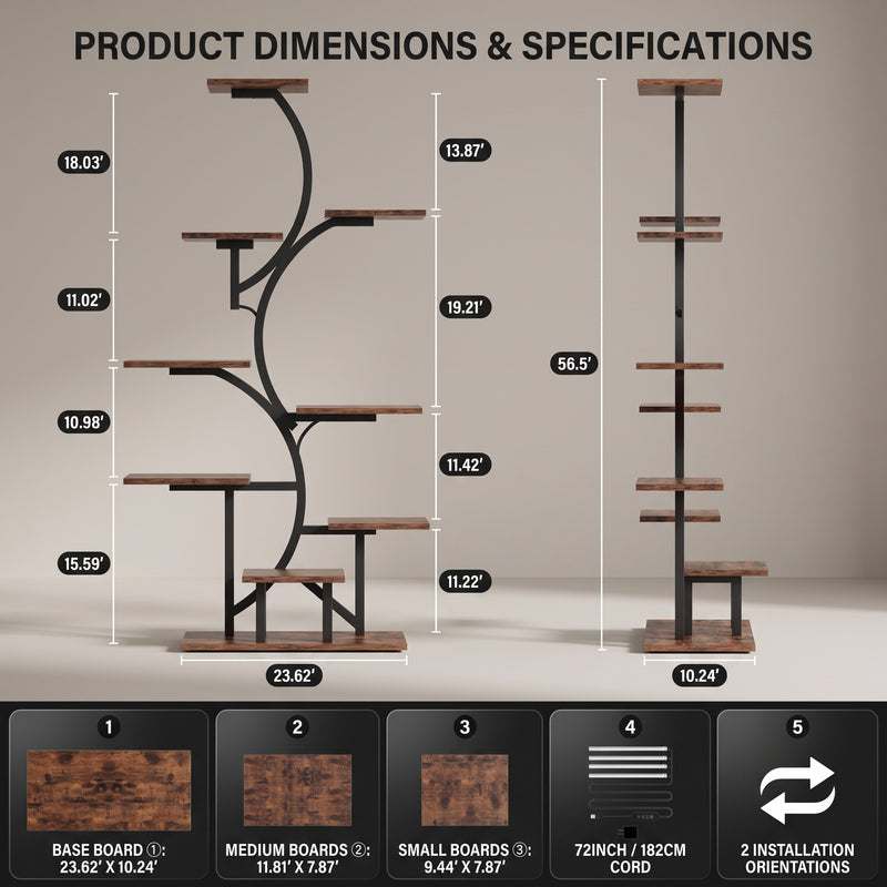 PLANT STAND WITH GROW LIGHTS – MULTI-TIER INDOOR SHELF - 4