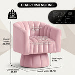 Swivel Accent Chair - Velvet 360° Barrel Chair, Mid-Century Modern Round Armchair for Living Room, Bedroom & Lounge - 4