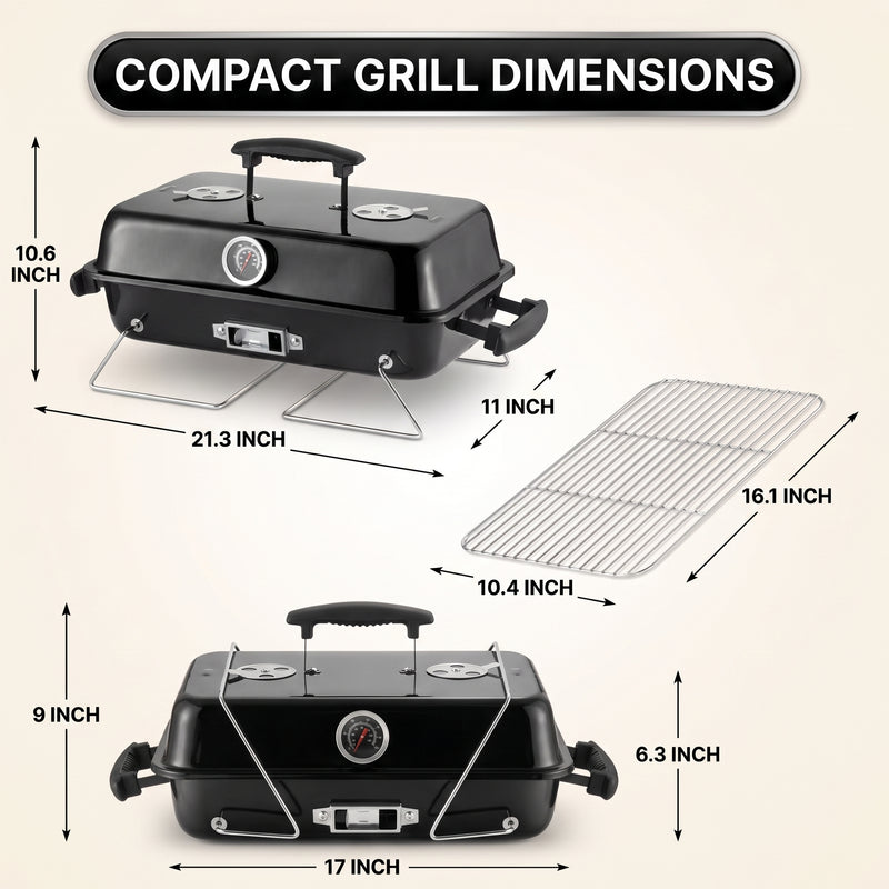 PORTABLE TABLETOP BBQ GRILL – CHARCOAL OUTDOOR GRILLS FOR CAMPING, PATIO, BEACH & BACKYARD - 4