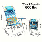 17" Big & Tall Oversized Beach Chairs 2-Pack – Heavy Duty Folding Outdoor Seating - 4
