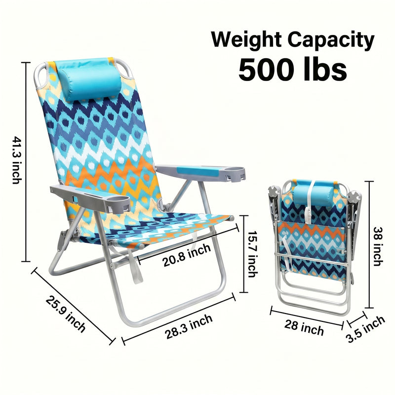 17" Big & Tall Oversized Beach Chairs 2-Pack – Heavy Duty Folding Outdoor Seating - 4