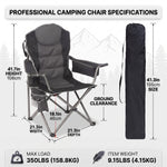 Oversized Portable Camping Chair with Lumbar Support & Cooler Bag - 4