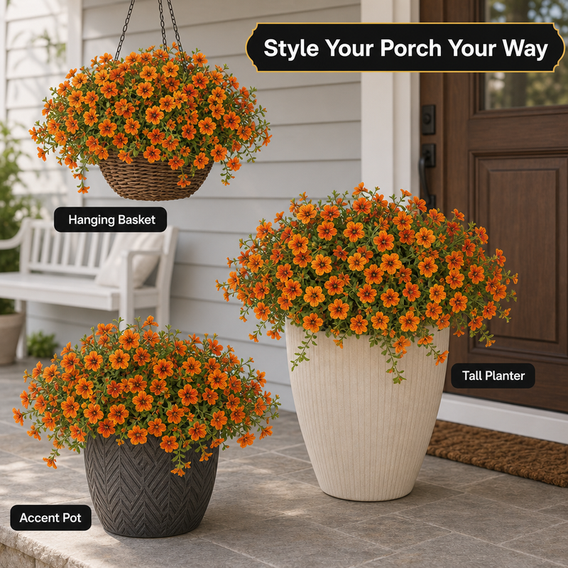 Artificial Fall Flowers for Outdoors – UV-Resistant, 12 Bundles - 4