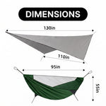2-Person Camping Hammock with Mosquito Net & Rain Fly – Portable Outdoor Hammock Set (500lbs Capacity) - 4
