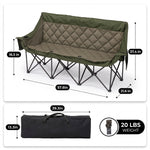 Oversized Padded 3-Person Folding Camping Loveseat Chair – Heavy Duty Outdoor Seating - 4