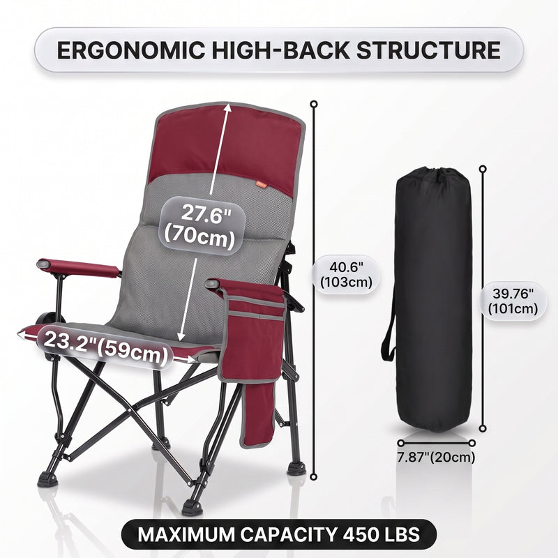 Heated Camping Chair for Adult Outdoor Activities - Portable Folding Heated Chair with 3 Adjustable Heat Levels, Heating Backrest Cushion Support 264LBS for Patio Camping (Battery Not Included) - 4