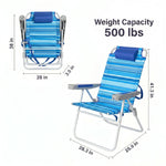 17" Big & Tall Oversized Beach Chairs 2-Pack – Heavy Duty Folding Outdoor Seating - 4