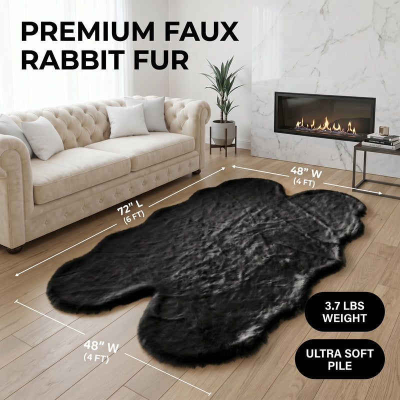 Faux Rabbit Fur Shaggy Rug – Ultra Soft Fluffy Machine Washable Area Rug for Bedroom, Living Room & Teen Room - 4