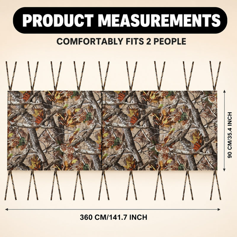 Hunting Tree Stand Blinds Cover 142" x 35" Extra Large Camouflage Universal Tree Stand Blinds Realistic Forest Camo Treestand Cover with Zipper for Deer Elk Hunting, Frames Not Included - 4