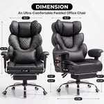 Big & Tall Office Chair with Footrest – Reclining Ergonomic Executive Chair, Wide Memory-Foam Seat, Adjustable Height - 4