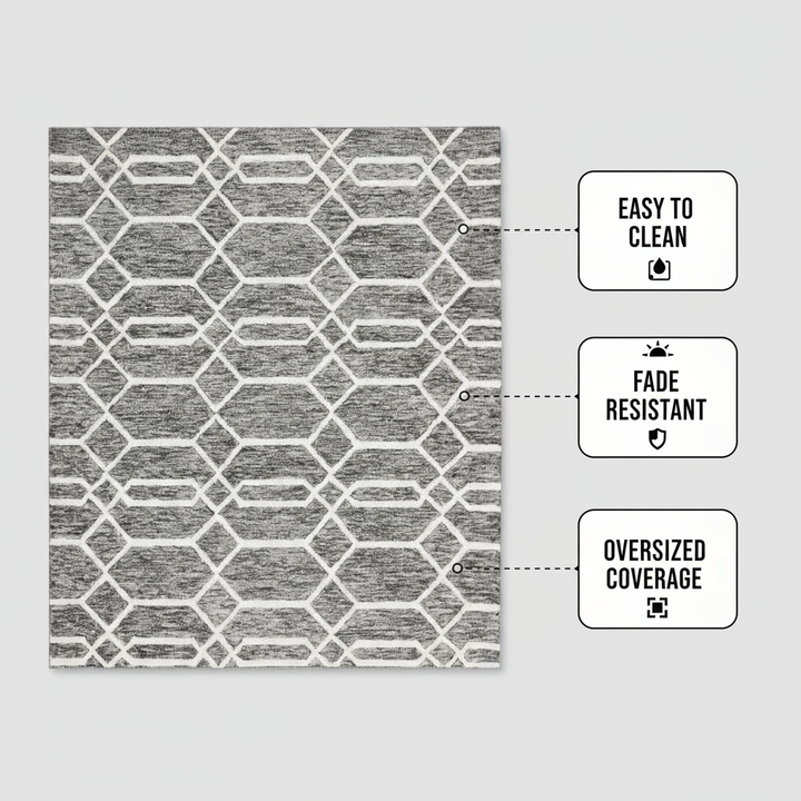 Transitional Trellis & Lattice Gray/Black/Ivory Area Rug