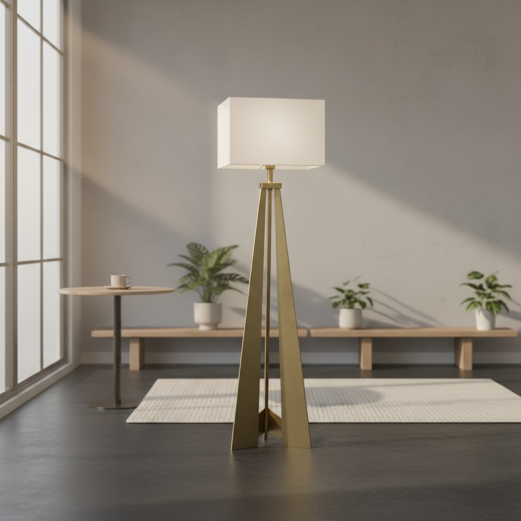 60" Floor Lamp With White Fabric Novelty Shade