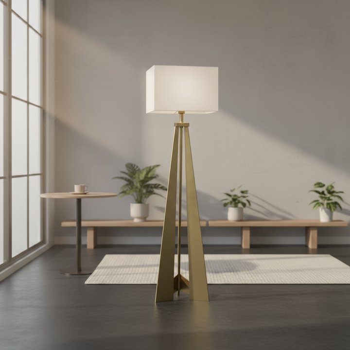 60" Floor Lamp With White Fabric Novelty Shade