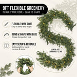 CHRISTMAS GARLAND WITH LIGHTS – PRE-LIT HOLIDAY GREENERY - 4