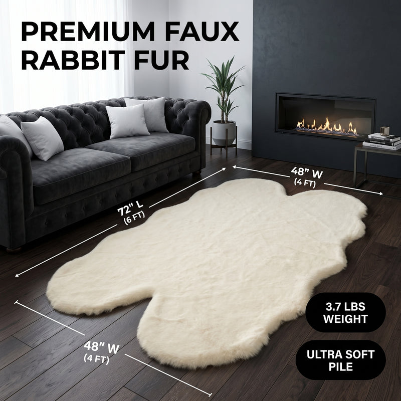 Faux Rabbit Fur Shaggy Rug – Ultra Soft Fluffy Machine Washable Area Rug for Bedroom, Living Room & Teen Room - 4