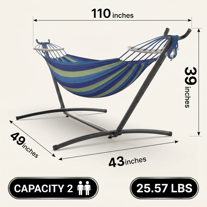 Double Hammock with Stand – Portable, Adjustable & 600lb Capacity for Indoor & Outdoor - 4