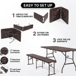 6 FT Folding Picnic Table with Benches - 4