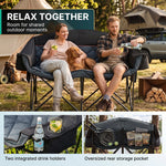 Oversized Padded 2-Person Folding Camping Loveseat Chair – Heavy Duty Outdoor Seating - 4