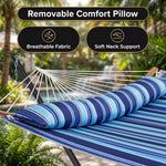 2-Person Outdoor & Indoor Hammock with Adjustable Height, Pillow & Stand – Portable, Sturdy, Colorful - 4