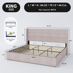 Lift-Up Storage Bed Frame with Upholstered Wingback Headboard - 4