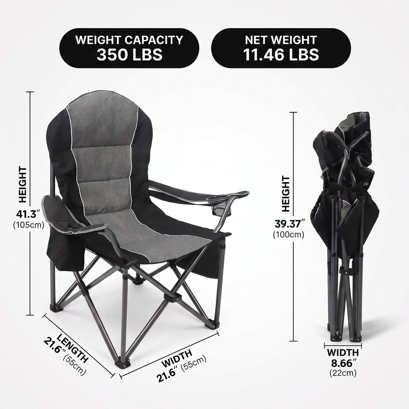 Oversized Portable Camping Chair with Lumbar Support & Cooler Bag - 4