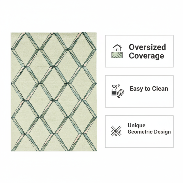 12' X 15' Cream And Aqua Wool Geometric Hand Tufted Area Rug