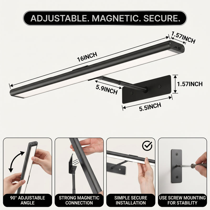 Picture Lights for Wall, Rechargeable Battery Operated LED Gallery Light Bar with Remote & Timer, Dimmable Wireless Wall Sconce for Paintings & Frames - 4
