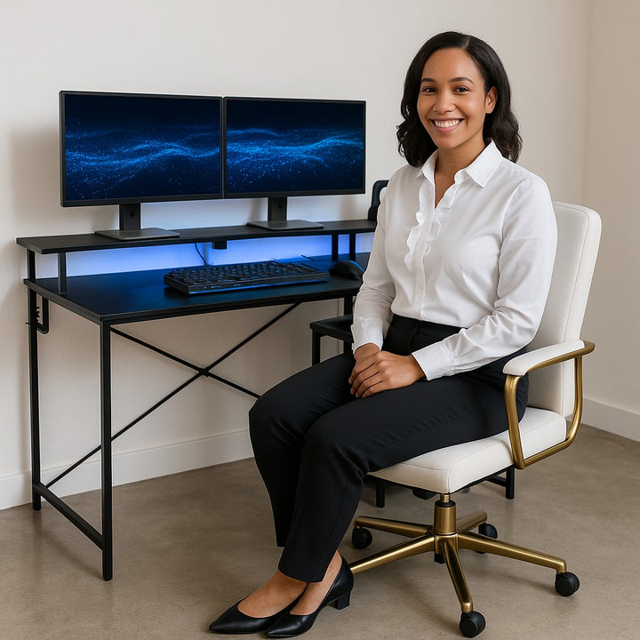 NovaSync 58" Reversible L-Shaped Desk with RGB Lighting & Integrated Power Hub – Black