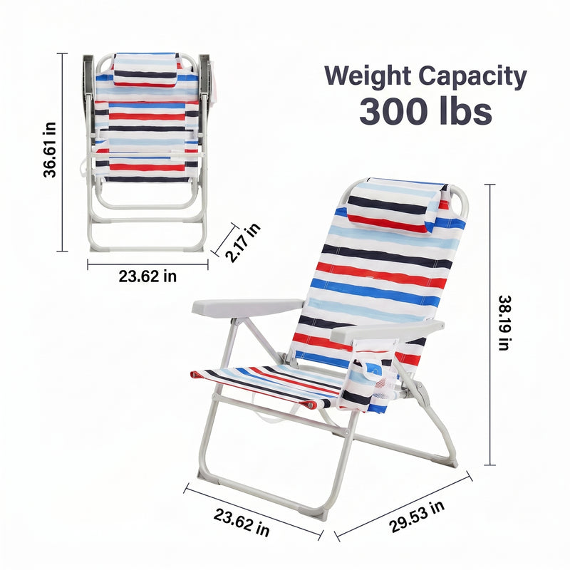 17" Big & Tall Oversized Beach Chairs 2-Pack – Heavy Duty Folding Outdoor Seating - 4