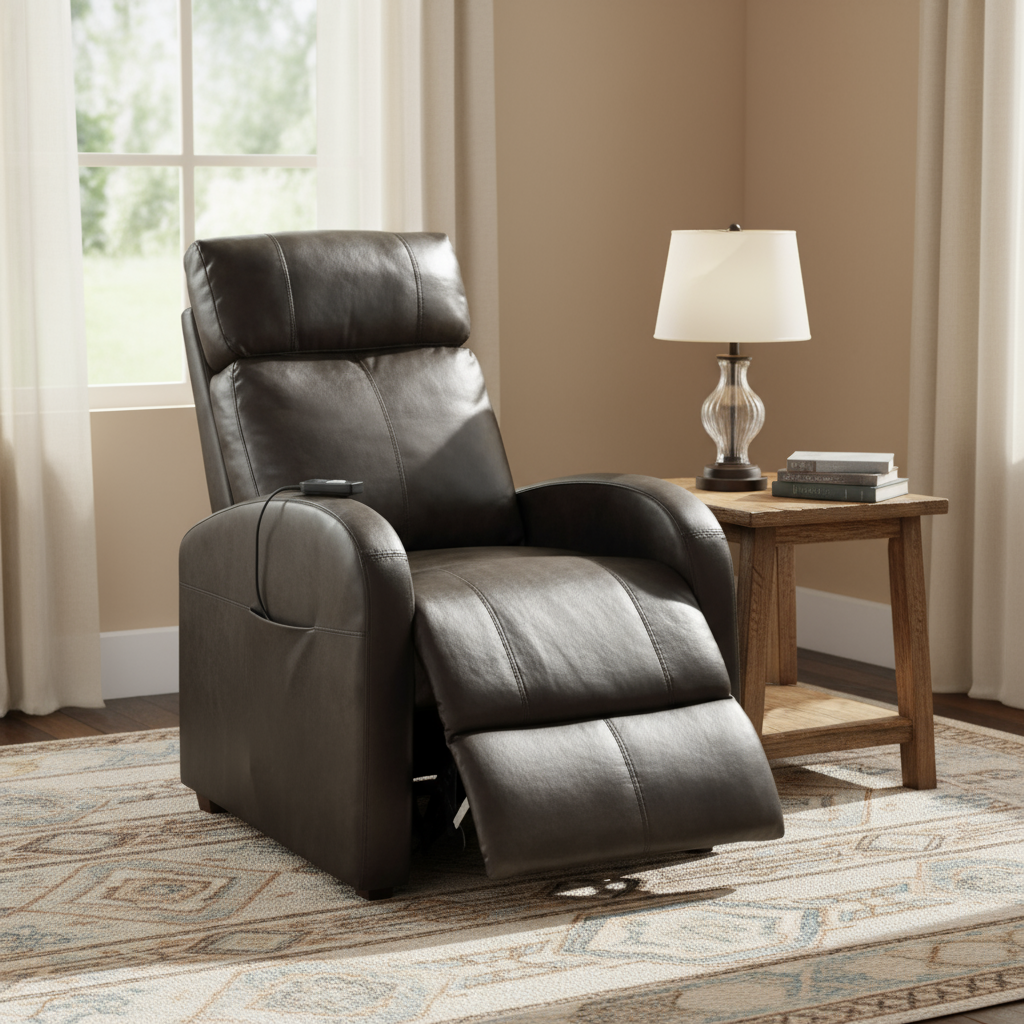 Faux Leather Power Motion Lift Recliner In Red