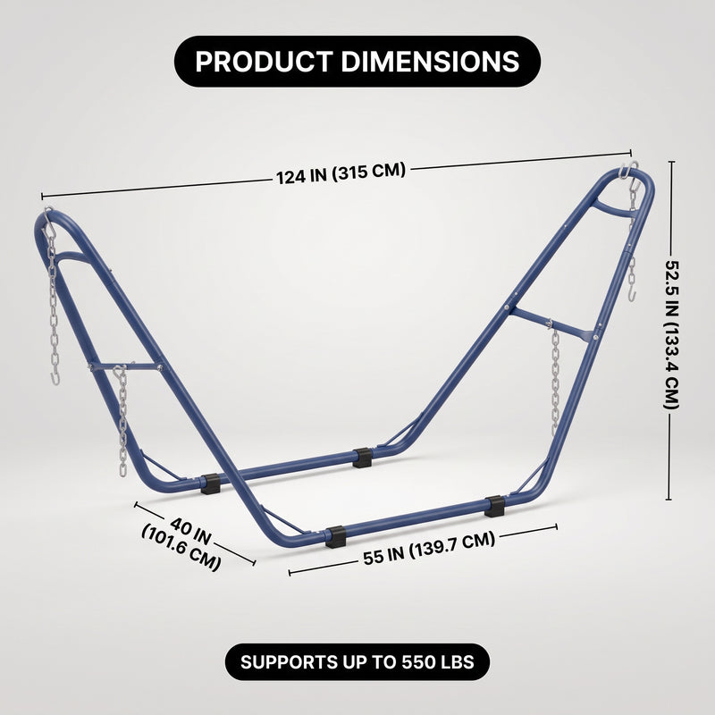 Adjustable 9-14FT Heavy-Duty Hammock Stand – 550-660LBS Outdoor/Indoor Steel Frame - 4