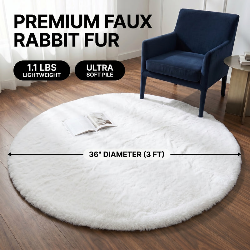 Faux Rabbit Fur Shaggy Rug – Ultra Soft Fluffy Machine Washable Area Rug for Bedroom, Living Room & Teen Room - 4