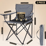 2 Pack Folding Camping Chairs with Cup Holders & Carry Bags - 4