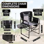 Camping Directors Chair, Heavy Duty,Oversized Portable Folding Chair with Side Table, Pocket for Beach, Fishing,Trip,Picnic,Lawn Blue - 4