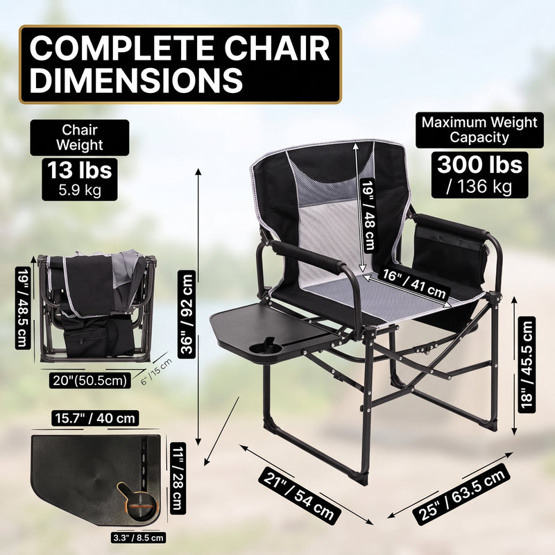 Camping Directors Chair, Heavy Duty,Oversized Portable Folding Chair with Side Table, Pocket for Beach, Fishing,Trip,Picnic,Lawn Blue - 4