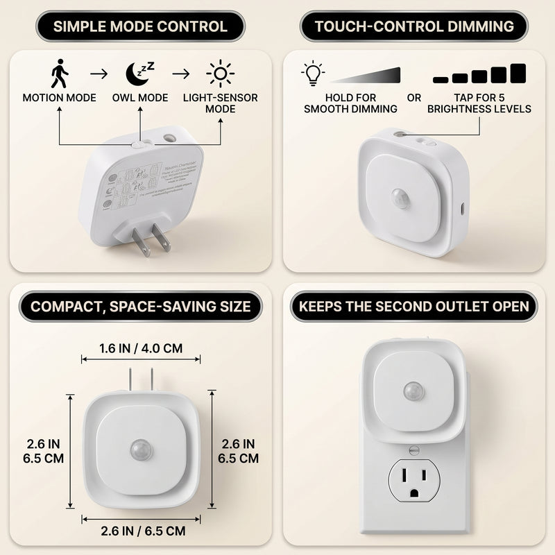 PLUG-IN NIGHT LIGHT – MOTION SENSOR, DUSK-TO-DAWN & DIMMING - 4