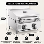 PORTABLE STAINLESS STEEL TABLETOP PROPANE GRILL – 2 & 3 BURNER OUTDOOR BBQ OPTIONS - 4