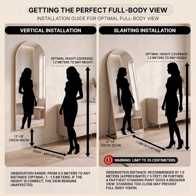 FULL LENGTH MIRROR – ARCHED STANDING & WALL-MOUNT DESIGN - 4