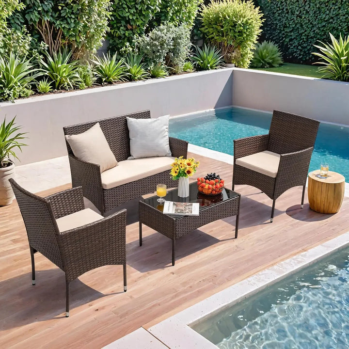 4 Pieces Outdoor Patio Furniture Sets