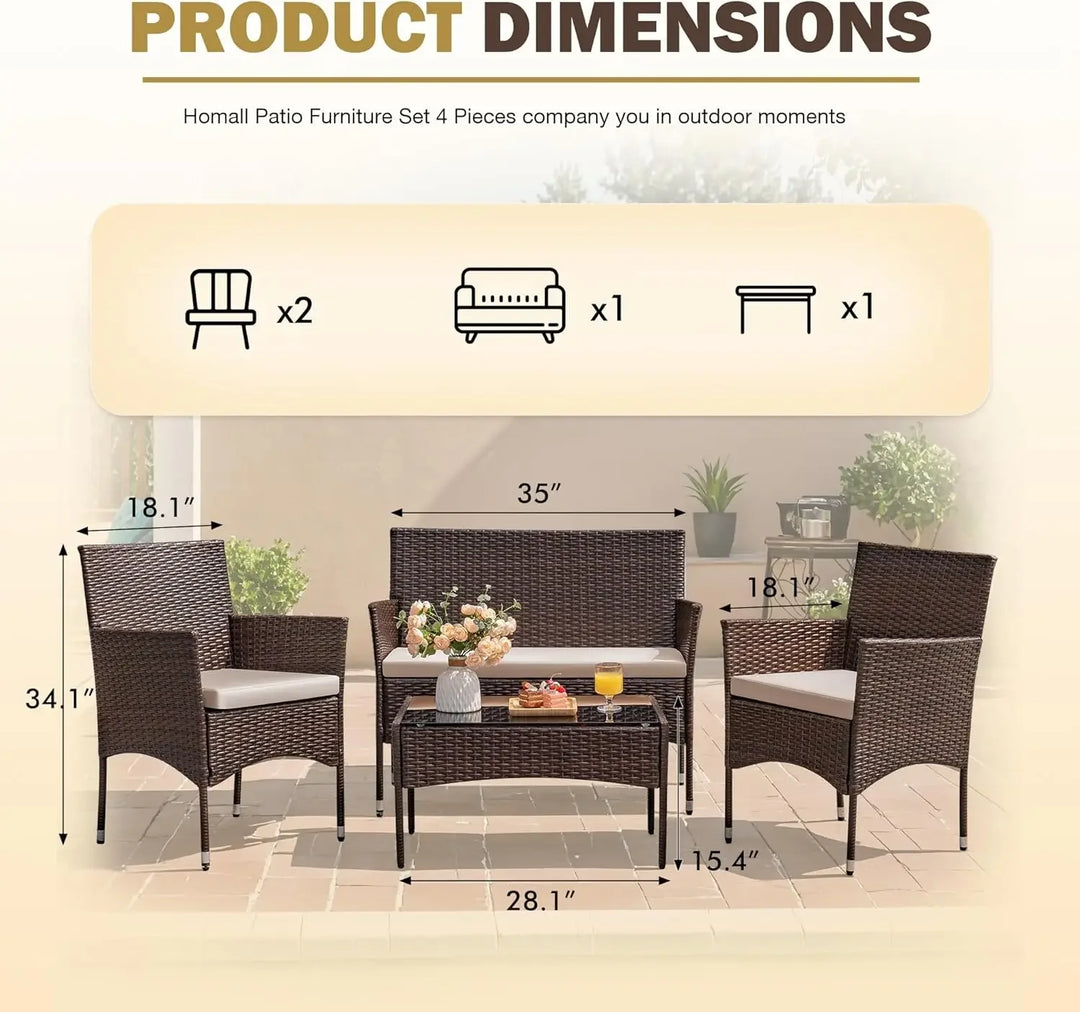 4 Pieces Outdoor Patio Furniture Sets