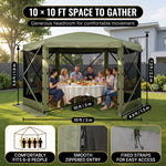 10x10 Pop-Up Screen Tent Gazebo – 4 & 6-Sided Mesh Shelter with Carry Bag - 4 (Replacement)