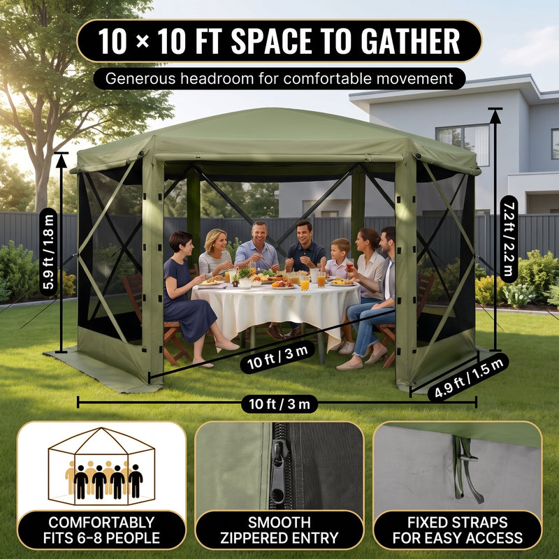 10x10 Pop-Up Screen Tent Gazebo – 4 & 6-Sided Mesh Shelter with Carry Bag - 4 (Replacement)
