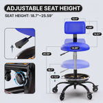 Rolling Mechanic Chair with Backrest and Footrest – Heavy Duty Shop Stool with Wheels, Adjustable Height Swivel Garage Chair - 4