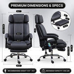 Executive Office Chair with Heat and Massage – High Back Reclining PU Leather Desk Chair with Footrest - 4
