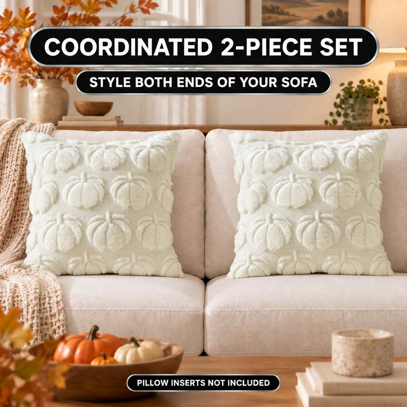 DECORATIVE PILLOW COVERS – 3D PUMPKIN SET OF 2 - 4