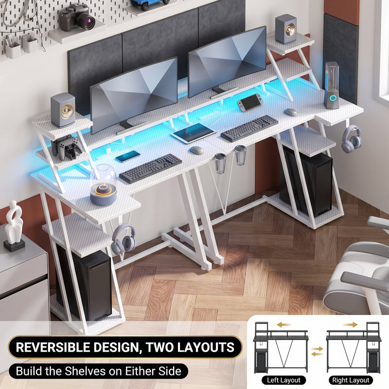 L-SHAPED GAMING DESK – LED LIGHTS & POWER OUTLETS - 4