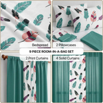 Floral Bedding Set – 9-Piece Bed in a Bag with Curtains - 4
