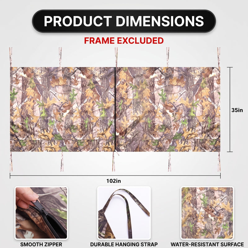 Hunting Tree Stand Blinds Cover 142" x 35" Extra Large Camouflage Universal Tree Stand Blinds Realistic Forest Camo Treestand Cover with Zipper for Deer Elk Hunting, Frames Not Included - 4