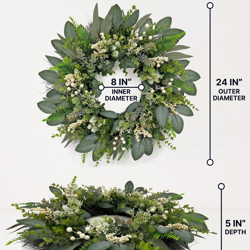 EUCALYPTUS WREATH FOR FRONT DOOR – FARMHOUSE GREENERY DÉCOR - 4
