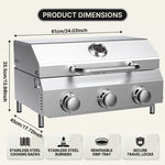 PORTABLE STAINLESS STEEL TABLETOP PROPANE GRILL – 2 & 3 BURNER OUTDOOR BBQ OPTIONS - 4